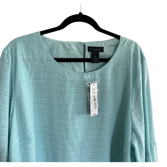 NWT Investments Woman 2X Top blouse Top Mint Green Balloon Sleeves Lined #2462 - Picture 3 of 12